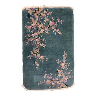 1920s, Handmade Antique Art Deco Chinese Rug 3.1' X 4.10' For Sale