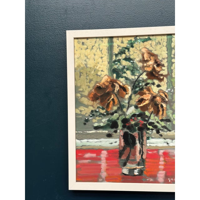 Original swedish oil on paper – “vissnade rosor” (withered roses) by gustav herbert carlsson (1912–1991) – signed –...