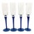 Vintage Cobalt Blue Twisted Stem Champagne Glasses Clear Arabesque Weave Body - Set of 4 For Sale