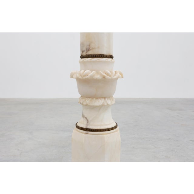 Carved White Marble Pedestal Column with Rosette Capitals, Italy, 1890s For Sale - Image 9 of 13