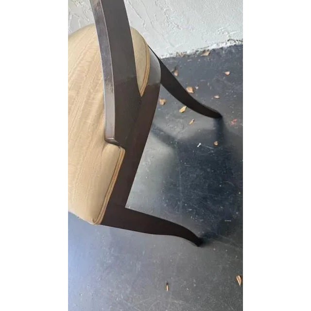 Set of 8 Pietro Constantini Italian Dining Chairs — Sculptural Walnut With Cream Moiré Seats, 1980s For Sale - Image 15 of 17