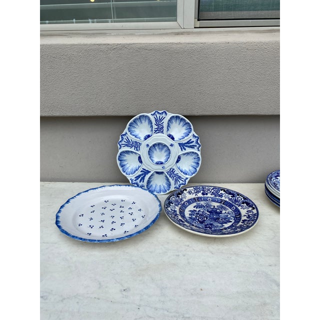 19th Century French Blue & White Morning Glory Plate Vieillard Bordeaux For Sale In Austin - Image 6 of 6