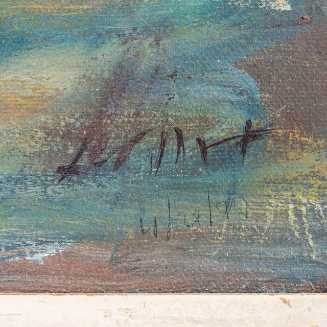 Illegibly Signed Sailboat Scene Oil on Canvas For Sale - Image 4 of 6