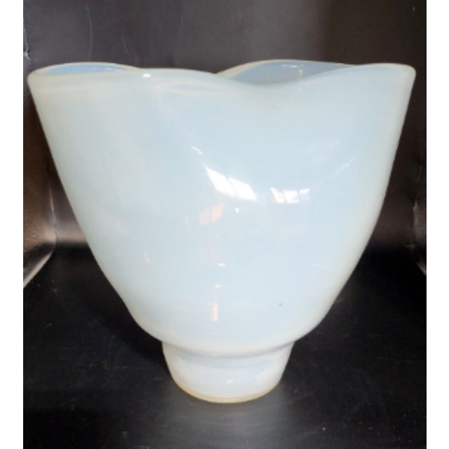 This unusual vase or bowl is a stunning piece of artwork! A hand-blown piece likely from France, it was done in an...