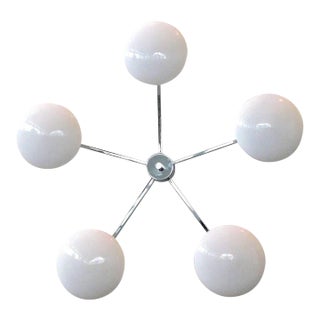 Cinque Polished Chrome Glossy White Glass Flush Mount by Fabio Ltd For Sale