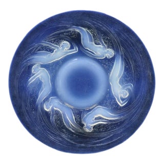 René Lalique Ondines Opalescent Clear Glass Swimming Mermaids French Dish Plate For Sale
