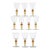 Vintage Murano Glass Champagne Coupes, Peach and Gold-Leaf Ribbed Stems, Set of Ten For Sale