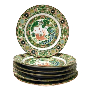 Antique Chinese Famille Rose Dinner Plates,S/6