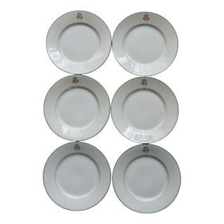 Monogrammed Porcelain Plates from Limoges, 1960s, Set of 6 For Sale