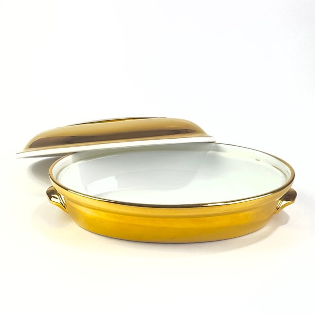 Stunning Vintage Mid-Century Modern Gold Lusterware Covered Casserole Dish by Royal Worcester, Made in England For Sale - Image 12 of 15
