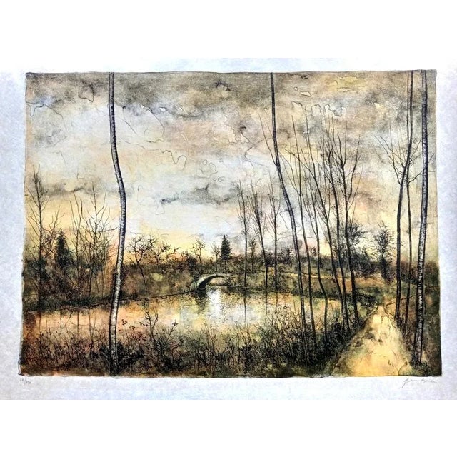 Bernard Gantner - Le Pont Large lithography on Japan paper, 1/120 copies, signed by hand. Very good condition, 76 x 53 cm....