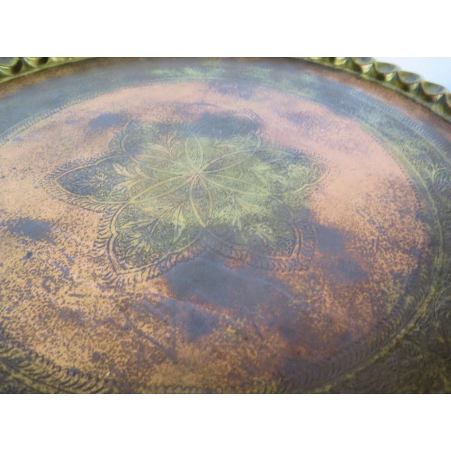 Wood Carlo Di Carlo Italian 6 Leg Spider Leg Juniper Wood Table W/Heavy Brass Moroccan Top Attributed to Carlo Di Carli For Sale - Image 7 of 7