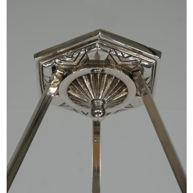 Silver French Art Deco Pendant Light by Muller Freres 1930 France - 2 Available For Sale - Image 8 of 10