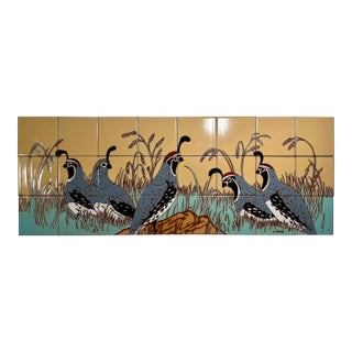 Set of 24 L. Kuhne Southwest Quail Covey Signed Ceramic Art Tiles For Sale
