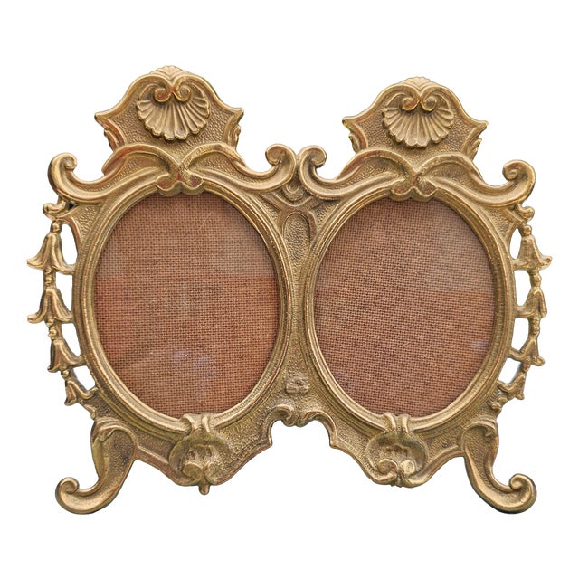 Double Brass Frame, 1980s For Sale