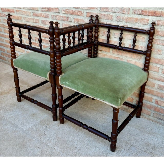 Set of Mid-Century French Corner Chairs, 1940s For Sale - Image 9 of 9