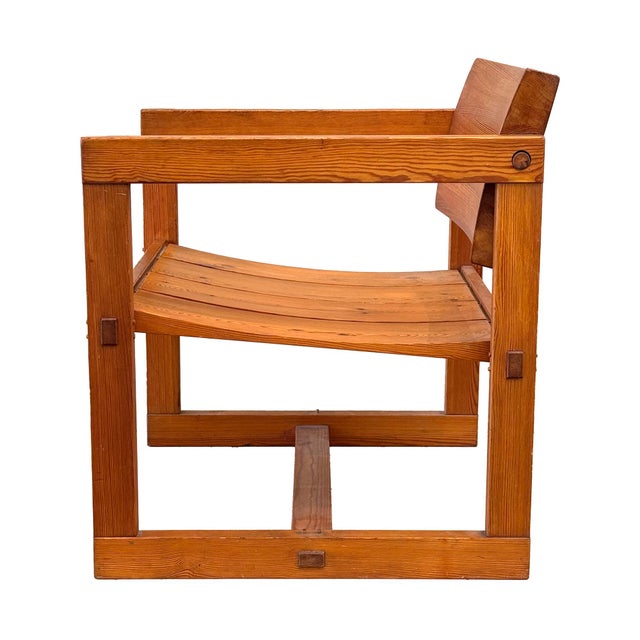 Mid-Century Modern 1960s Solid Pine Lounge Chair by Edvin Helseth for Trybo For Sale - Image 3 of 4