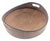 Otagiri Company Mid 20th Century Round Pressed Teak Wood Tray With Handles For Sale - Image 4 of 11