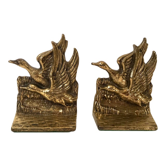 Vintage Brass Flying Duck Bookends a Pair Chairish