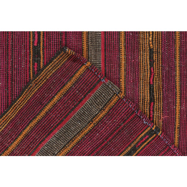 Textile 1950s Vintage Palas Persian Kilim in Pink and Ochre Stripes, From Rug & Kilim For Sale - Image 7 of 7