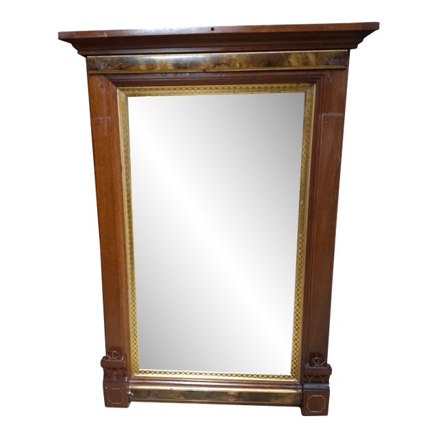 Victorian Aesthetic Movement Parcel Gilt and Stained Oak Mirror For Sale