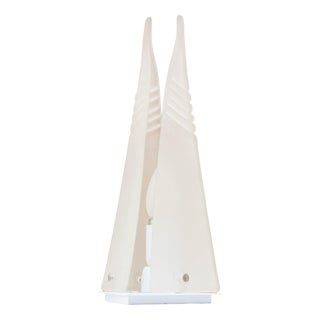 Murano Pyramid Table Lamp in Frosted Glass, Italy, 1970s For Sale