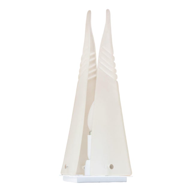 Murano Pyramid Table Lamp in Frosted Glass, Italy, 1970s For Sale