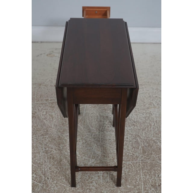 1980s Pair Ethan Allen Georgian Court Cherry Drop Leaf End Tables For Sale - Image 5 of 18