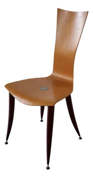 Plywood Chairs with Burgundy Legs, 1980s, Set of 3