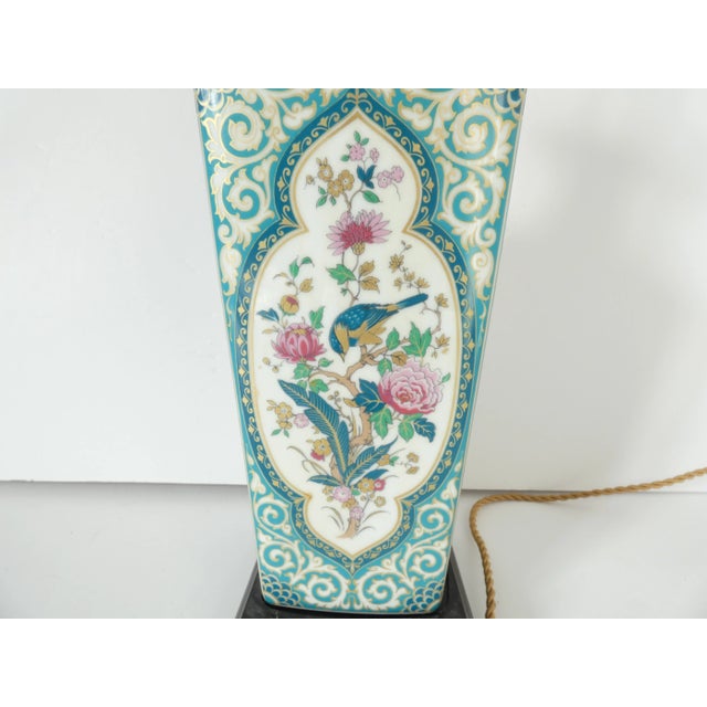1980s Vintage Chinoiserie Floral Lamp For Sale - Image 5 of 9