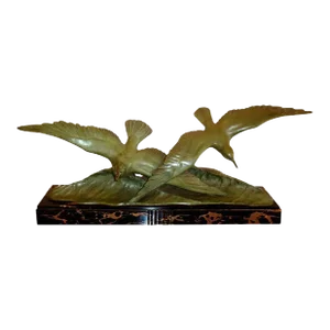 Georges H. Laurent Art Deco Period Seagulls Bronze Animal Sculpture France 1930