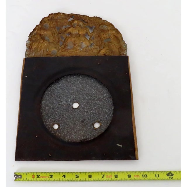 Fancy Antique Victorian French Embossed Brass With Porcelain Enameled Clock Dial - Mid 19th Century For Sale - Image 12 of 13