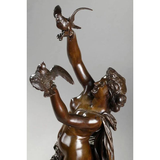 Bronze Femme Aux Colombes Sculpture by Charles-Alphonse Gumery For Sale - Image 15 of 18