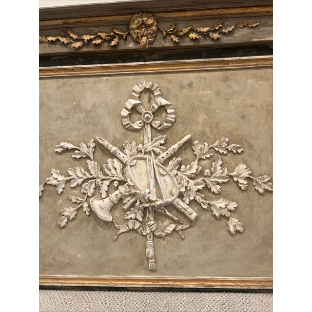 From 20th century French brasserie. The colors are gold and beige tones painted over wood. Dimensions: Width 65” Depth 4”...