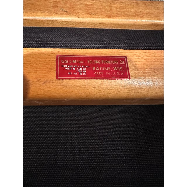 1960s Maple Folding Directors Camp Chair - A Pair With Original and New Textiles For Sale - Image 9 of 12