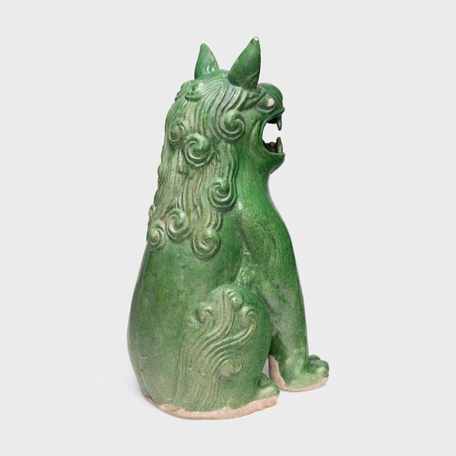 Chinese Antique Chinese Green Glazed Mythical Protector, 19th Century For Sale - Image 3 of 6