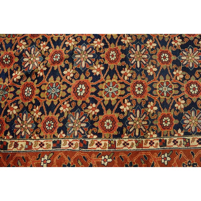 1850s Blue Navy Floral Antique n.w. Persian Gallery Carpet 7' X 19'8" Handknotted Wool Rug For Sale - Image 4 of 6