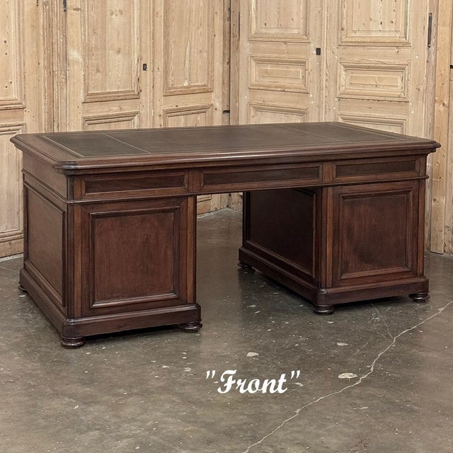 Mid 19th Century 19th Century French Louis Philippe Period Executive Leather Top Mahogany Desk For Sale - Image 5 of 18