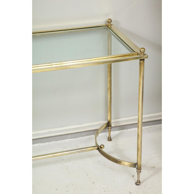 Modern Vintage Brass and Chrome Glass-Top Console Table For Sale - Image 3 of 11