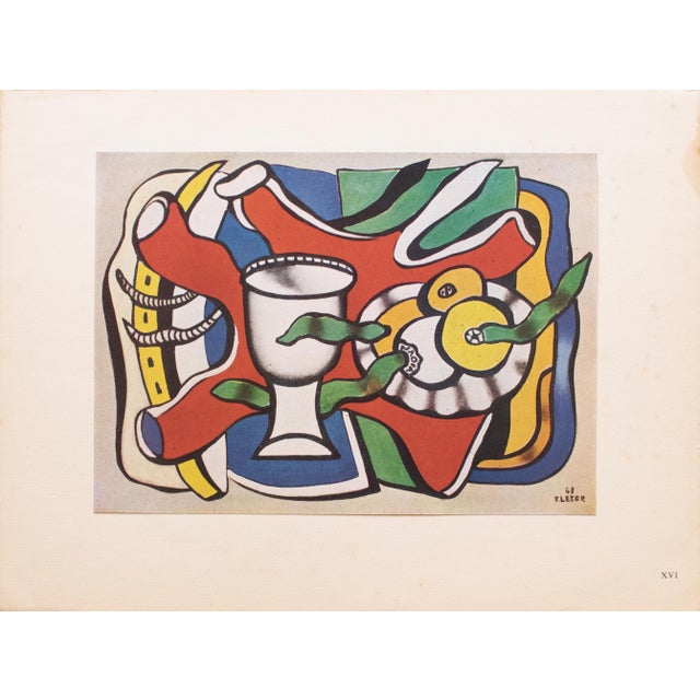 An excellent period offset lithograph, print, of the painting "Nature Morte Au Vase Blanc" (Still Life With White Vase,...