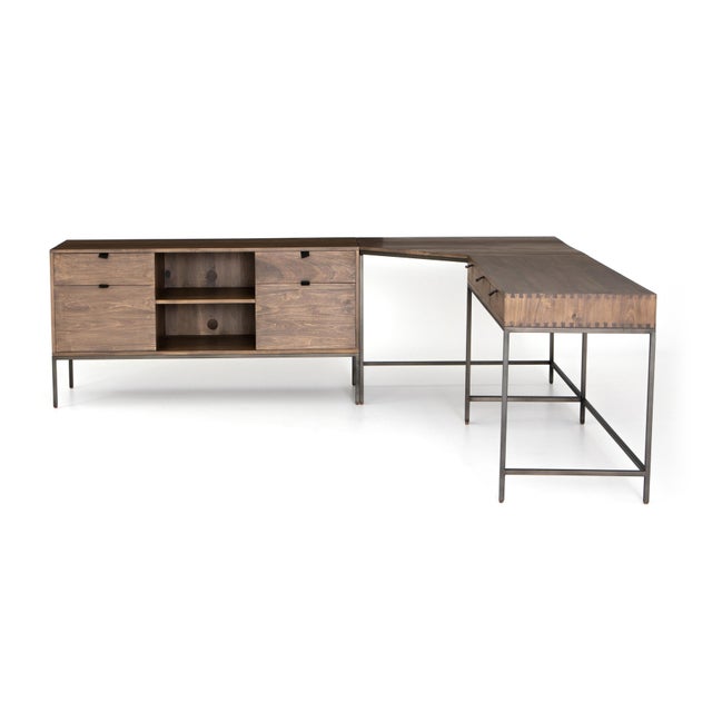 Four Hands Trey Desk System With Filing Credenza, Auburn Poplar For Sale In Austin - Image 6 of 11