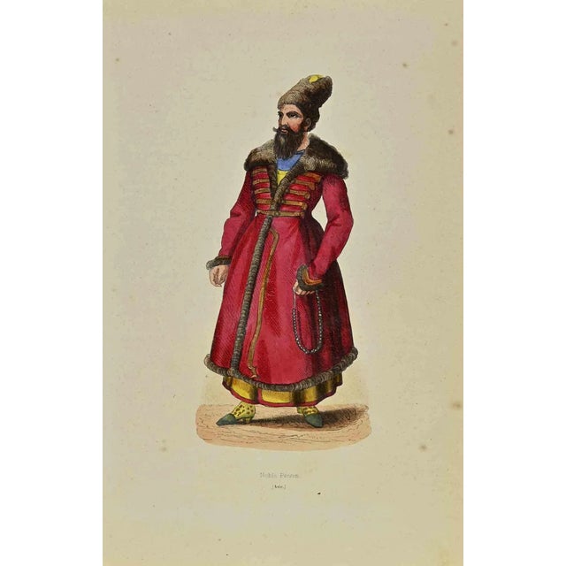 Persian Nobleman is a lithograph made by Auguste Wahlen in 1844. Hand colored. Good condition. At the center of the...