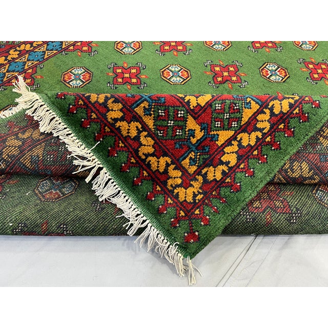 1990s Green Turkmen Mori Gul Wool Area Rug, 5'7" X 7'7" For Sale - Image 5 of 14