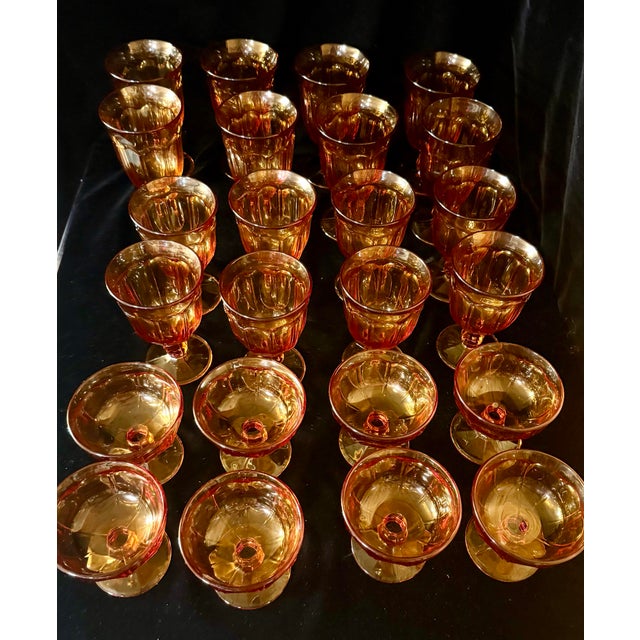 These elegant mid-century modern goblets are part of the Noritake Provincial collection in a warm amber hue. Featuring a...