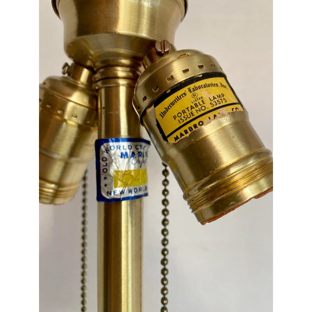 Metal Mid 20th Century Asian Champleve Cloissone Tall Brass Lamp Made by Marbro For Sale - Image 7 of 13