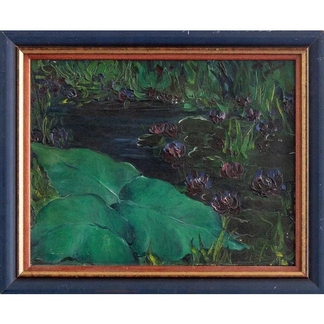 Marcel Pottier, Waterlilies, Oil Painting on Canvas, Early 20th Century For Sale - Image 6 of 9