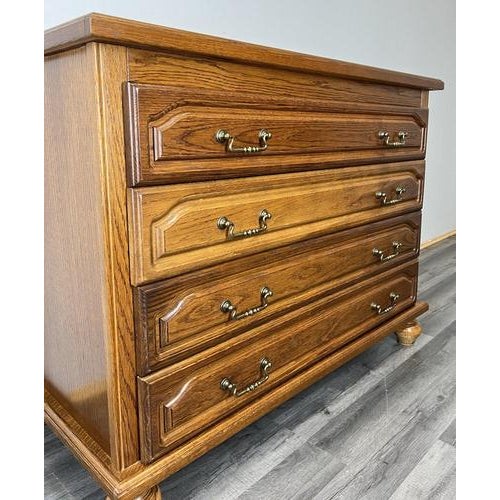 Vintage French Chest of 4 Drawers with Brass Handles For Sale - Image 4 of 16