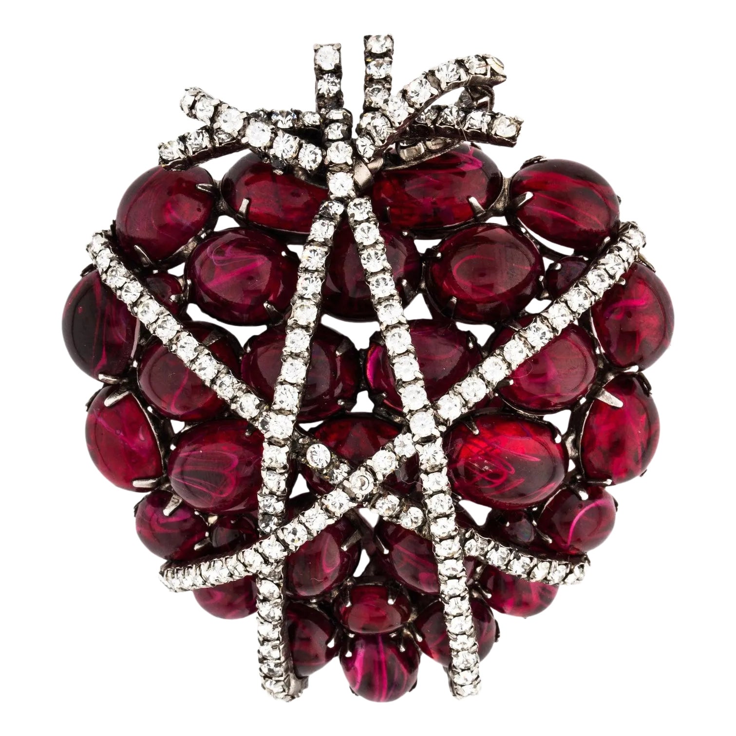 1990s Early 21st Century Iradj Moini Wrapped Heart Strass Crystals Ruby ...