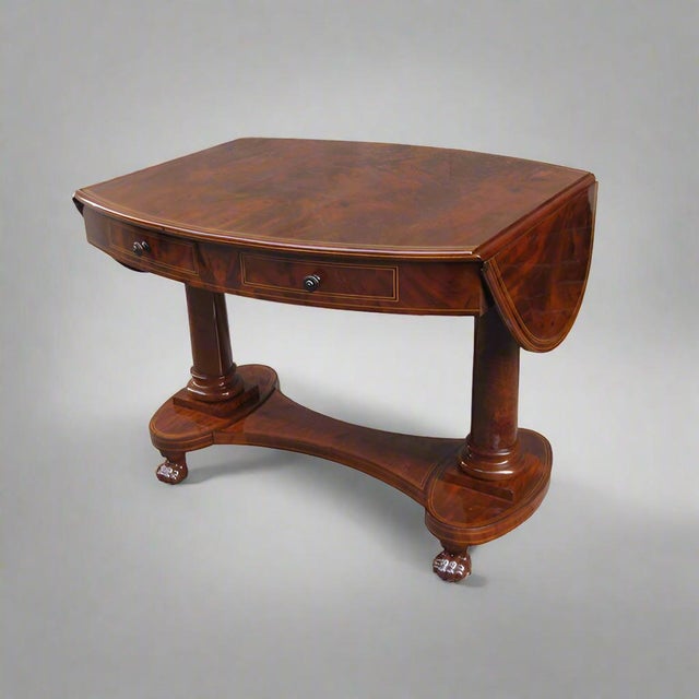 Early 19th Century Biedermeier Period Oval Library Table desk Germany For Sale - Image 15 of 18