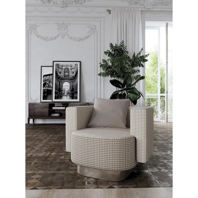 Italian Lounge Chair in Gingham Pattern Fabric from Kabinet For Sale - Image 6 of 7